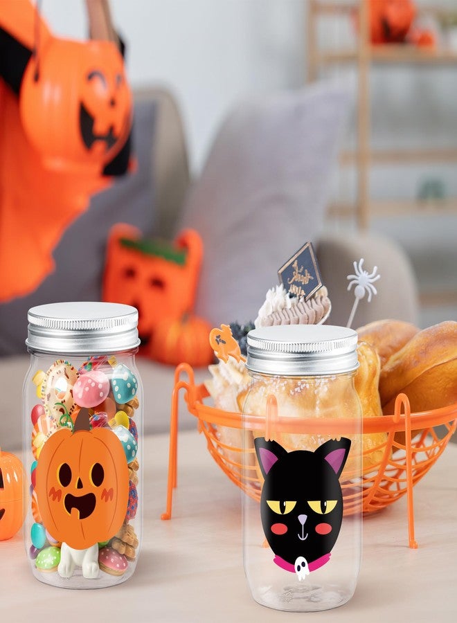 JAPBOR Halloween Candy Jars Containers - 14PCS Halloween Small Plastic Cookie Candy Jar with Lid Pumpkin Ghost Sticker Decoration, DIY Sugar Storage Dish Craft, Party Favor Gift Bottle Decor - Image 5